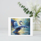 De blauwe reiger, briefkaart (Staand voorkant)