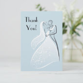 De blauwe Retro Dansers van het Huwelijk danken u Bedankkaart (Staand voorkant)