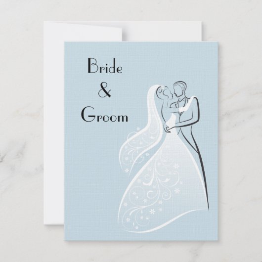 De blauwe Retro Dansers van het Huwelijk Kaart (Voorkant)