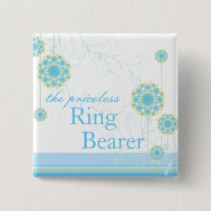 De blauwe Ring Bearer Custom Button