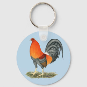 De Blauwe Rode Haan van de kemphaan Sleutelhanger