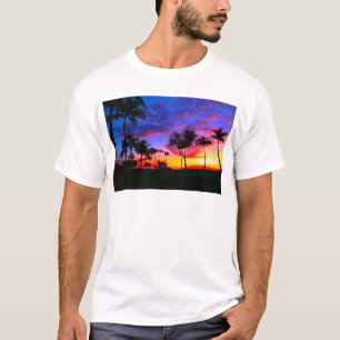 De blauwe Rode Palmen van het Strand van de T-shirt
