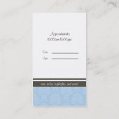 De blauwe Schaar van het Tapijtwerk Afsprakenkaartje (Achterkant)