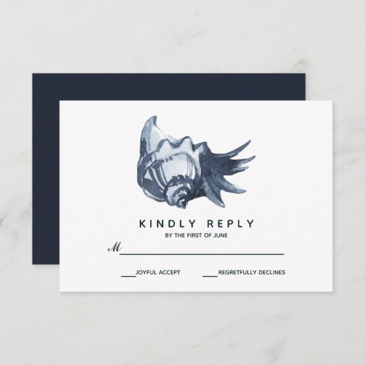 De blauwe schelp | Bruiloft RSVP (Voorkant / Achterkant)