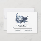 De blauwe schelp | Bruiloft RSVP Kaartje (Voorkant)
