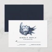 De blauwe schelp | Bruiloft RSVP Kaartje (Voorkant / Achterkant)