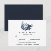 De blauwe schelp | Bruiloft RSVP met maaltijdkeuze (Voorkant / Achterkant)