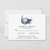 De blauwe schelp | Bruiloft RSVP met maaltijdkeuze Kaartje (Voorkant)