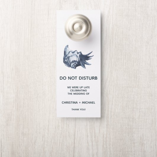 De blauwe schelp | Huwelijksgast Deurhanger (Op knop)