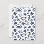 De blauwe schelp | Nautical Wedding table place Kaart (Achterkant)