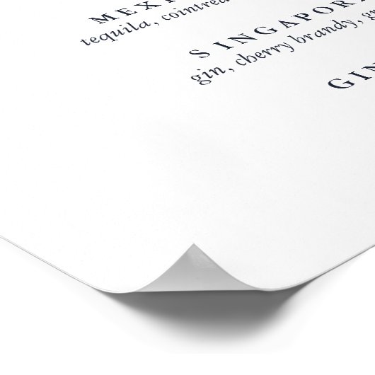 De blauwe schelp | Signature Cocktail Menu Sign. Poster (Hoek)