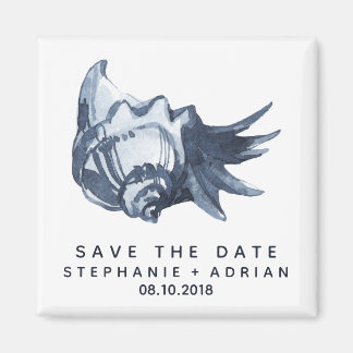 De blauwe schelp | Weddenschap Save the Date Favor Magneet