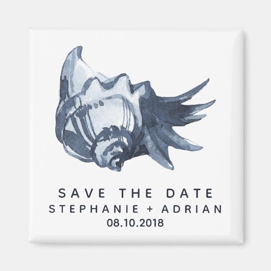 De blauwe schelp | Weddenschap Save the Date Favor Magneet (Voorkant)