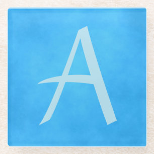 De blauwe Schoonheid van het Monogram Glazen Onderzetter