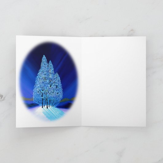 De blauwe Sparren van de Lichten van Kerstmis #7 Feestdagen Kaart (Binnen)