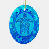 De blauwe StammenZon van de Schildpad Keramisch Ornament (Rechts)