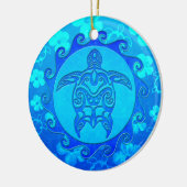 De blauwe StammenZon van de Schildpad Keramisch Ornament (Links)