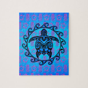 De blauwe StammenZon van de Schildpad Legpuzzel