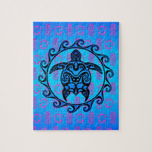 De blauwe StammenZon van de Schildpad Legpuzzel (Verticaal)