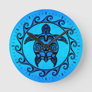 De blauwe StammenZon van de Schildpad Ronde Klok