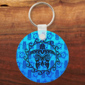 De blauwe StammenZon van de Schildpad Sleutelhanger (Voorkant)