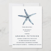 De blauwe Starfish Nautical Birthday, Kaart (Voorkant)