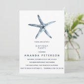 De blauwe Starfish Nautical Birthday, Kaart (Staand voorkant)