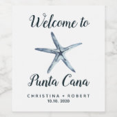 De blauwe Starfish | Nautical Maritime Wedding Wijn Etiket (Enkel label)