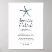 De blauwe Starfish | Signature Cocktail Menu Sign. Poster (Voorkant)