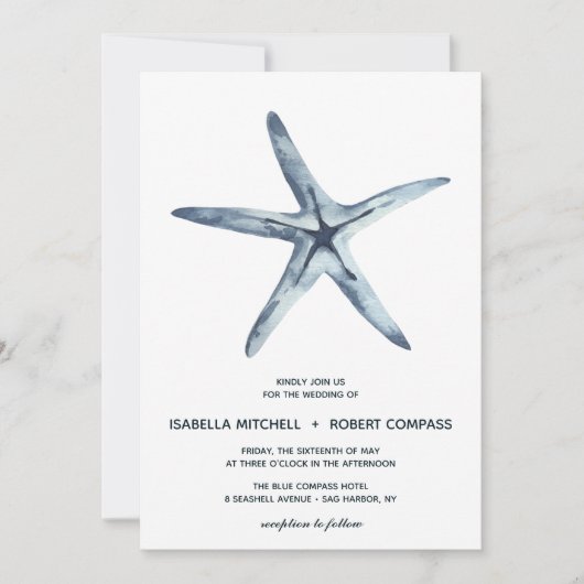 De blauwe Starfish | Uitnodiging tot weddenschappe (Voorkant)