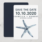 De blauwe Starfish | Weddenschap Save the Date (Voorkant / Achterkant)