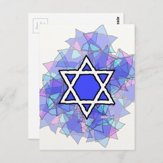 De blauwe ster van David. Briefkaart (Voorkant / Achterkant)
