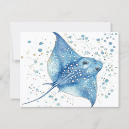 De blauwe straal briefkaart