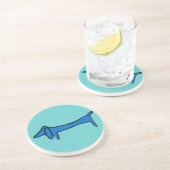 De blauwe teckel hond zandsteen onderzetter (Zijkant)