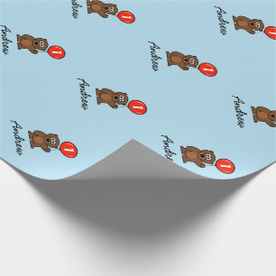 De blauwe teddybeer van de jongens 1st Verjaardag Cadeaupapier