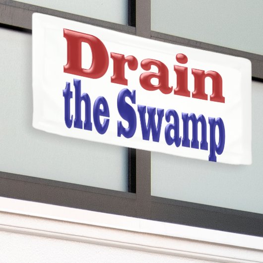 De blauwe tekst van de moeras tekenen spandoek (Buitenkant Gebouw)