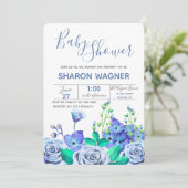 De blauwe Tuin bloeit Uitnodiging (Staand voorkant)