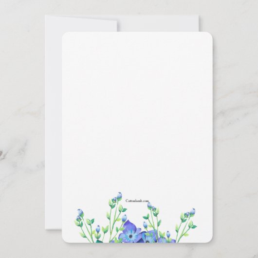 De blauwe Tuin bloeit Uitnodiging (Achterkant)