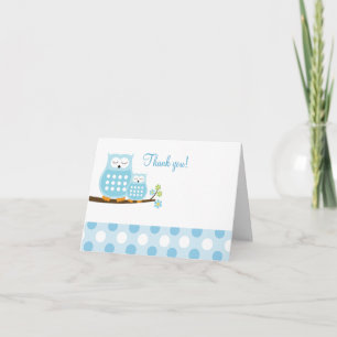 De blauwe Uilen van het Krasgeluid op Tak danken u Bedankkaart