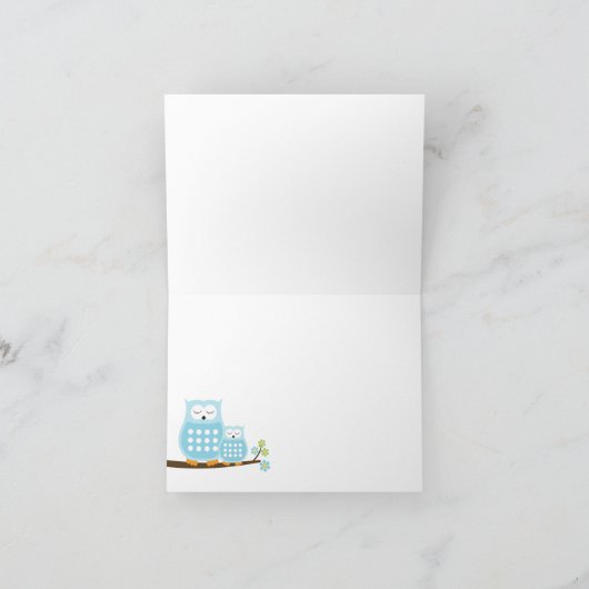 De blauwe Uilen van het Krasgeluid op Tak danken u Bedankkaart (Binnen)