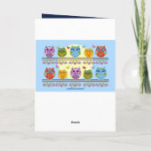 De blauwe uilen van maanValentijn & douanetekst Feestdagen Kaart (Achterkant)