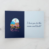 De blauwe uilen van maanValentijn & douanetekst Feestdagen Kaart (Binnen)