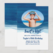 De blauwe Uitnodiging van de Verjaardag van de (Voorkant / Achterkant)