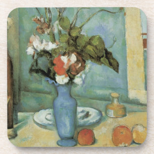 De blauwe vaas (Bloemen en fruit) door Paul Cezann Onderzetter