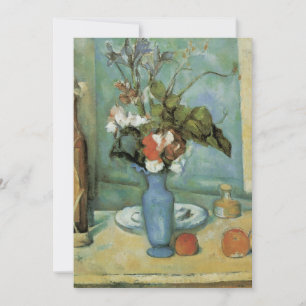 De blauwe vaas (Bloemen en fruit) van Paul Cezanne