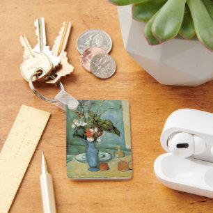 De blauwe vaas (Bloemen en fruit) van Paul Cezanne Sleutelhanger