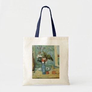 De blauwe vaas (Bloemen en fruit) van Paul Cezanne Tote Bag