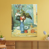 De blauwe vaas (bloemen en vruchten) van Paul Ceza Canvas Afdruk (Insitu (Woonkamer))