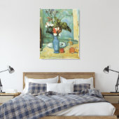 De blauwe vaas (bloemen en vruchten) van Paul Ceza Canvas Afdruk (Insitu (Slaapkamer))