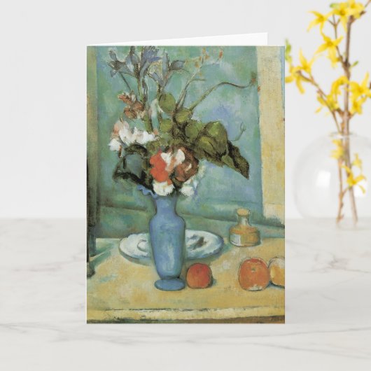 De blauwe vaas (bloemen en vruchten) van Paul Ceza Kaart (Gele Bloem)